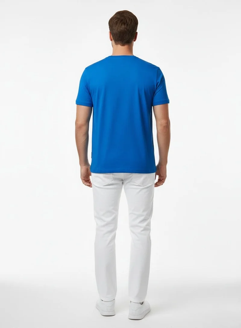 لعب البولو تيشيرت رجالي مطبوع - أزرق